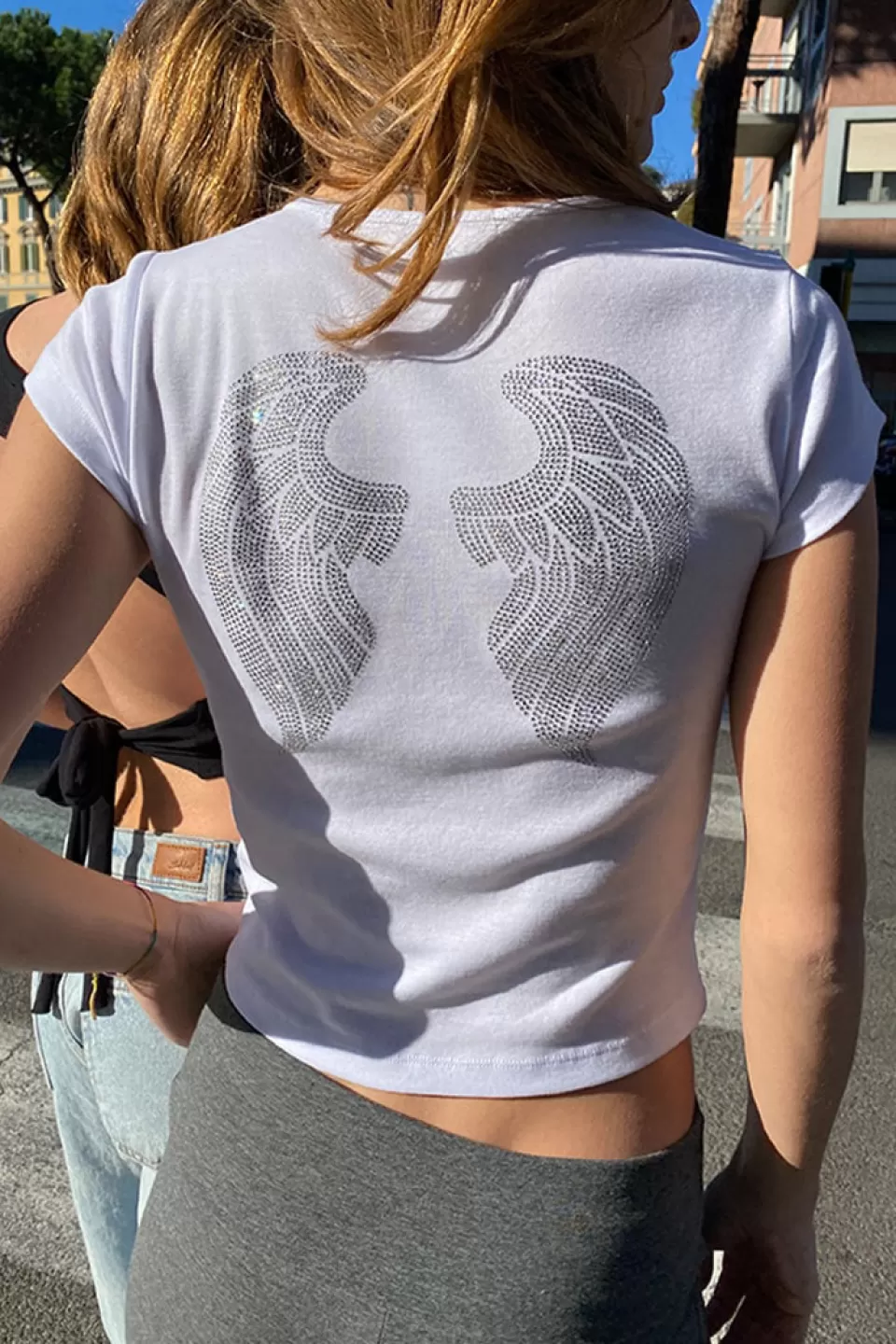 Subdued T-shirt Angel wings con strass